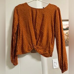 Dynamite Long Sleeve Polka Dot Blouse | Orange
